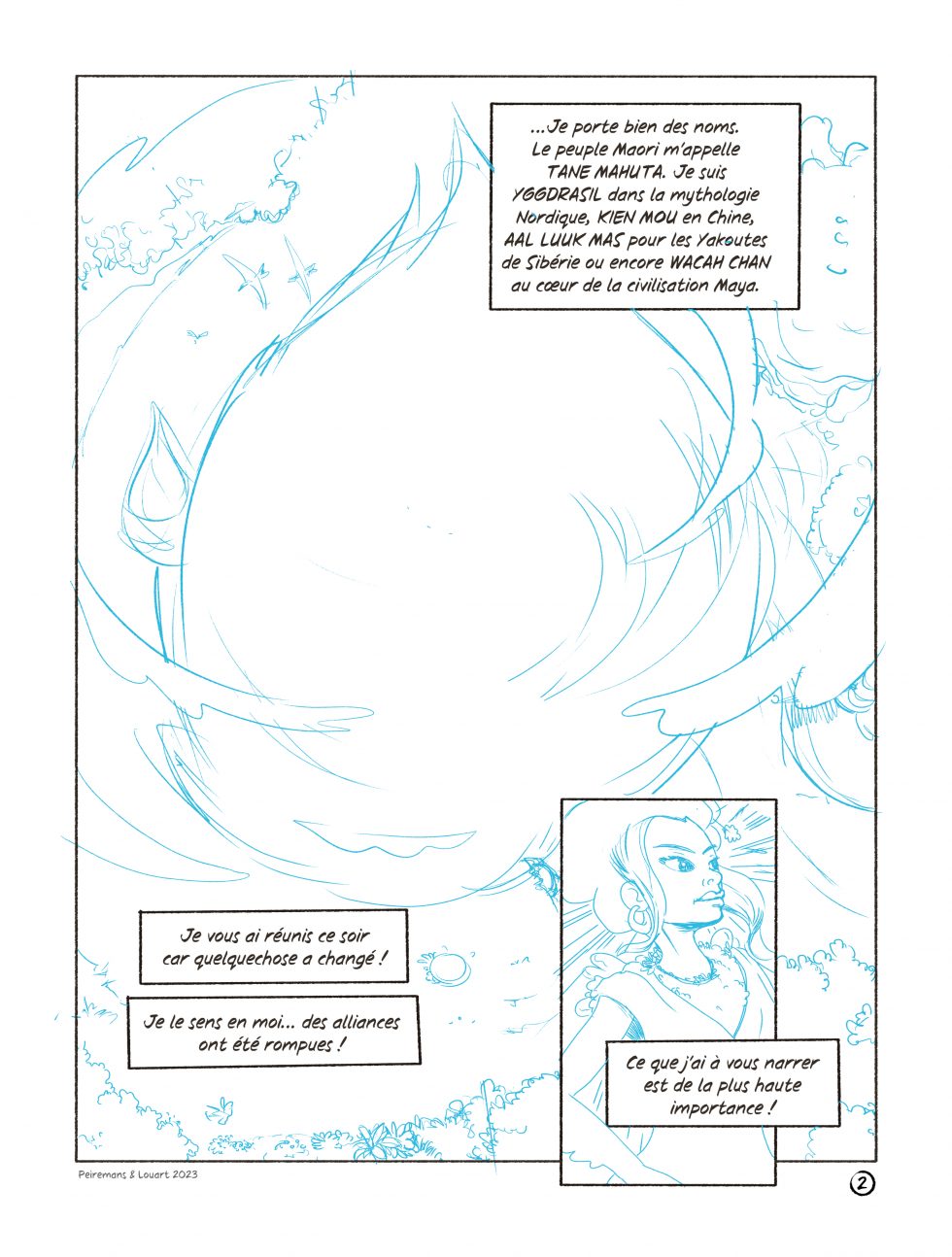 Crayonné de la planche n°2 de l'album de BD 