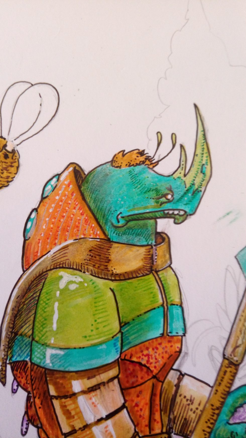 Rino est un croquis couleurs réalisé au feutre par Black Yeti / Samuel LOUART dans le cadre de la série 