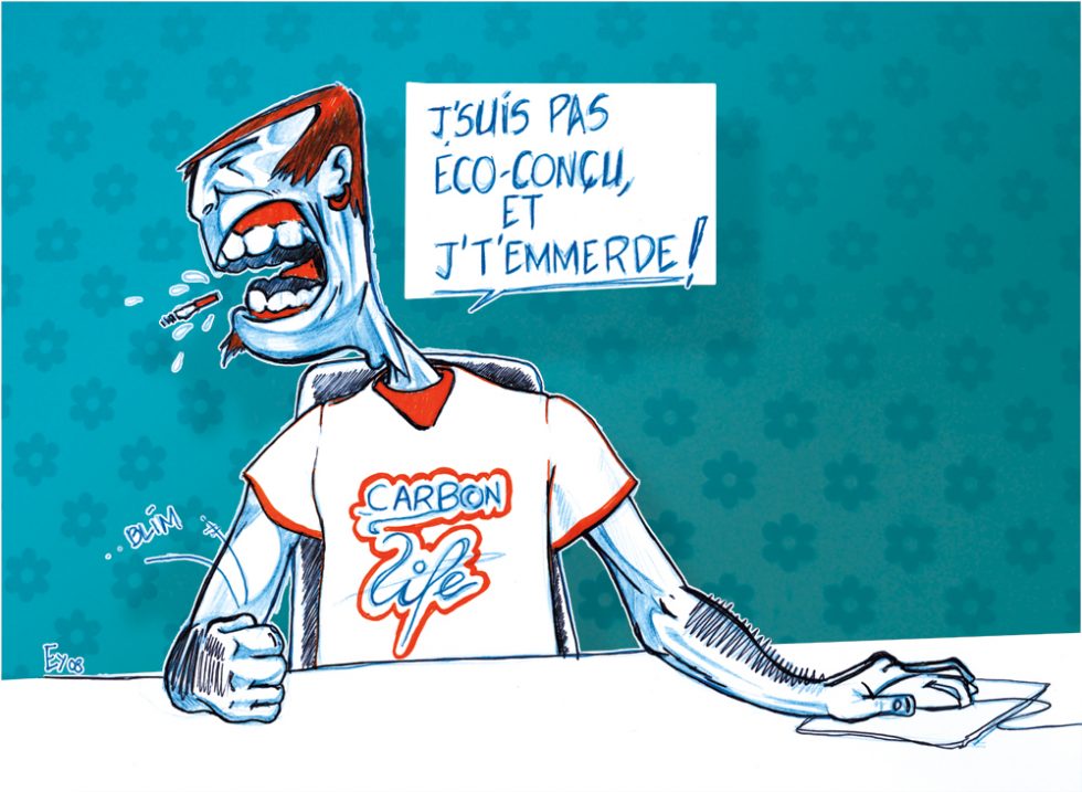 Un croquis à la mine bleue, stylo bille et feutre rehaussé avec un fond tapisserie sur Photoshop.