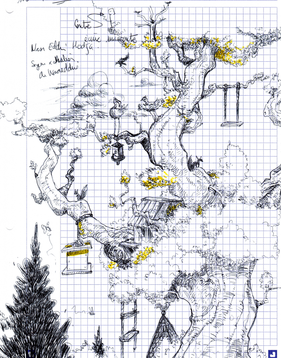 L'arbre de l'ennui. Croquis réalisé en cours - 2024