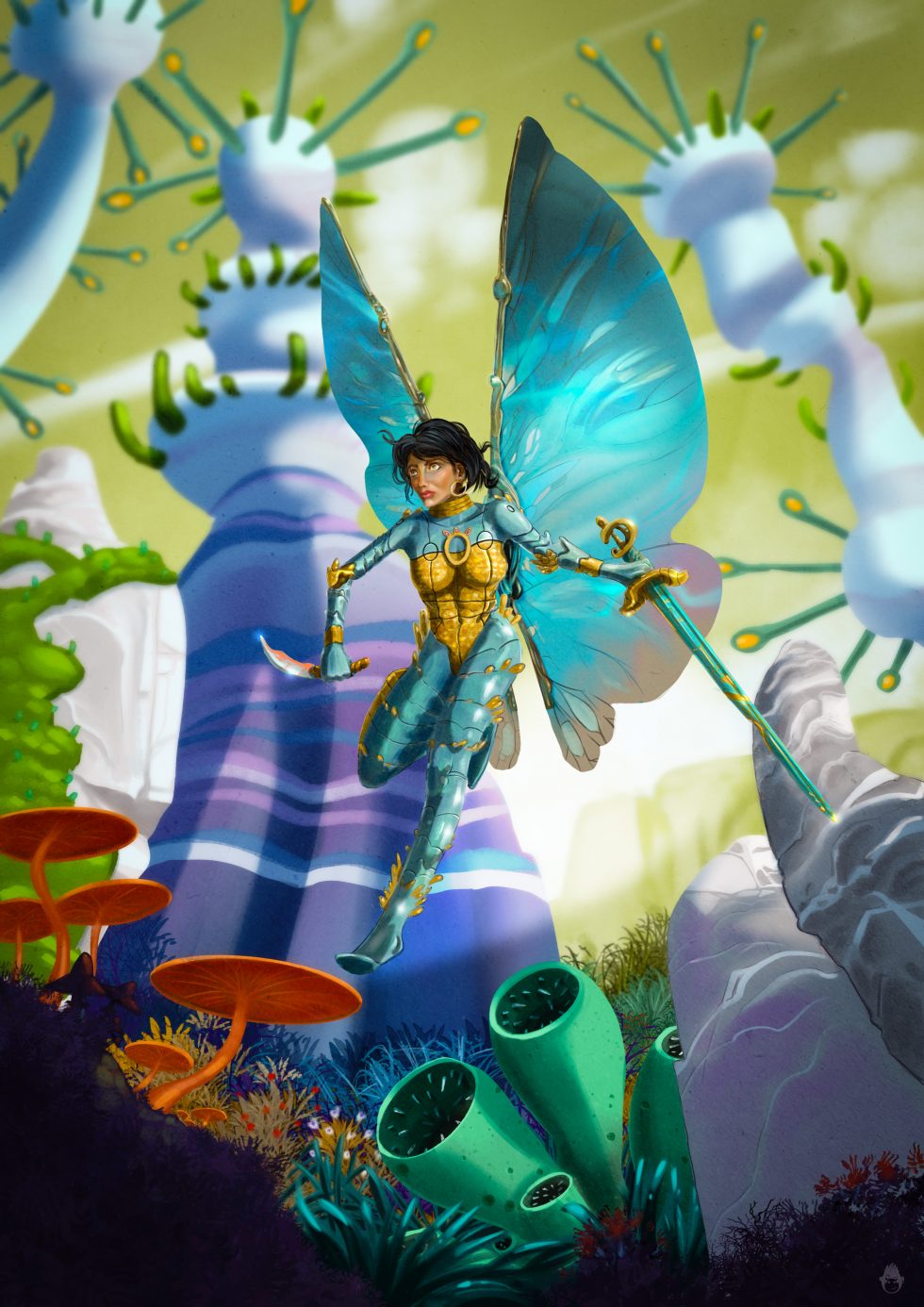 Étape de travail de mise en couleurs sur l'illustration 