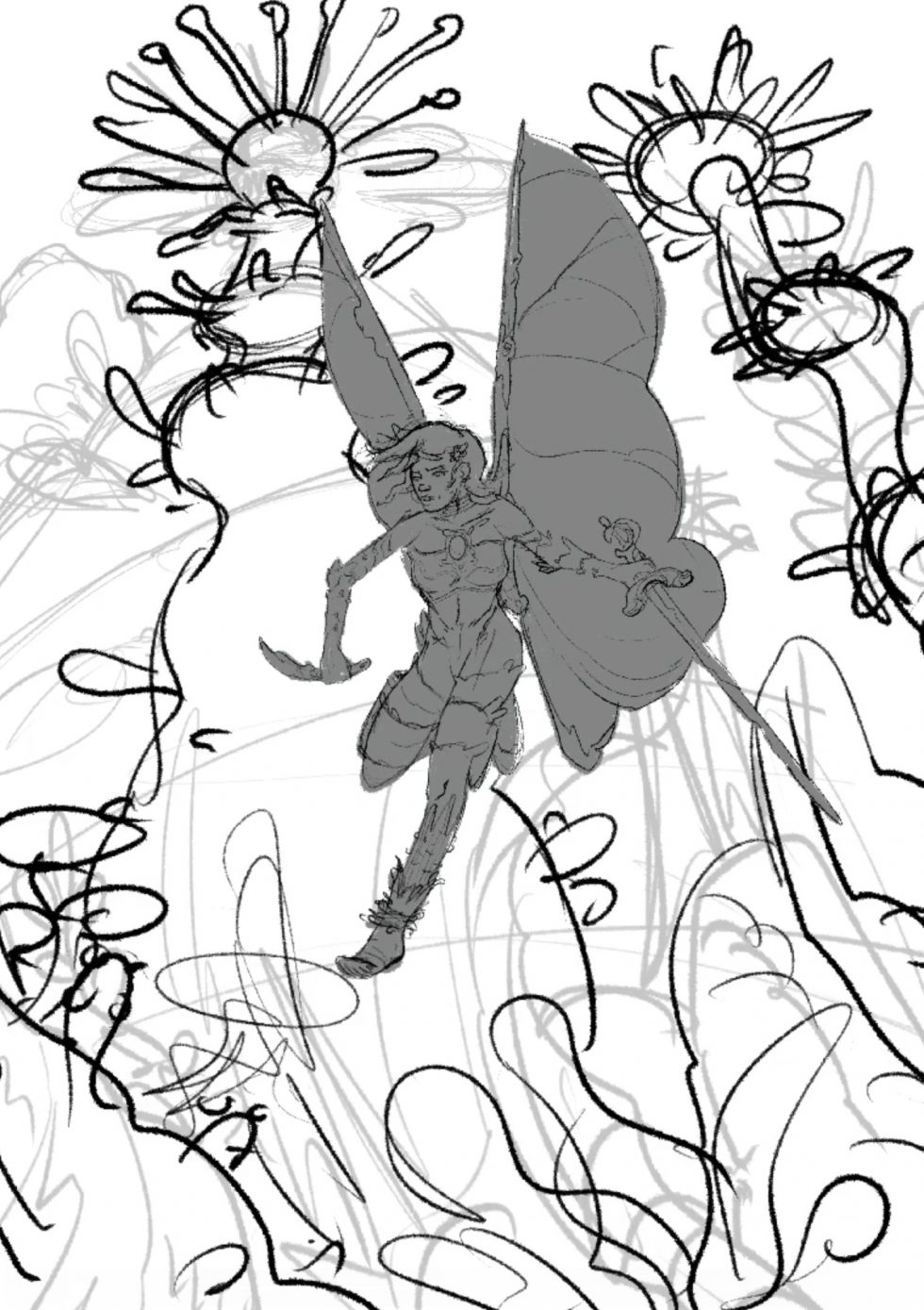 Étape de travail de croquis sur l'illustration 