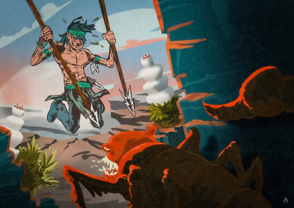 Étape de travail de mise en couleurs sur l'illustration 