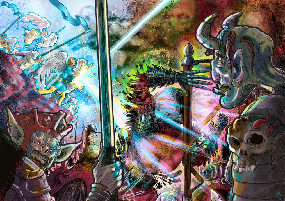 Étape de travail de mise en couleurs sur l'illustration 