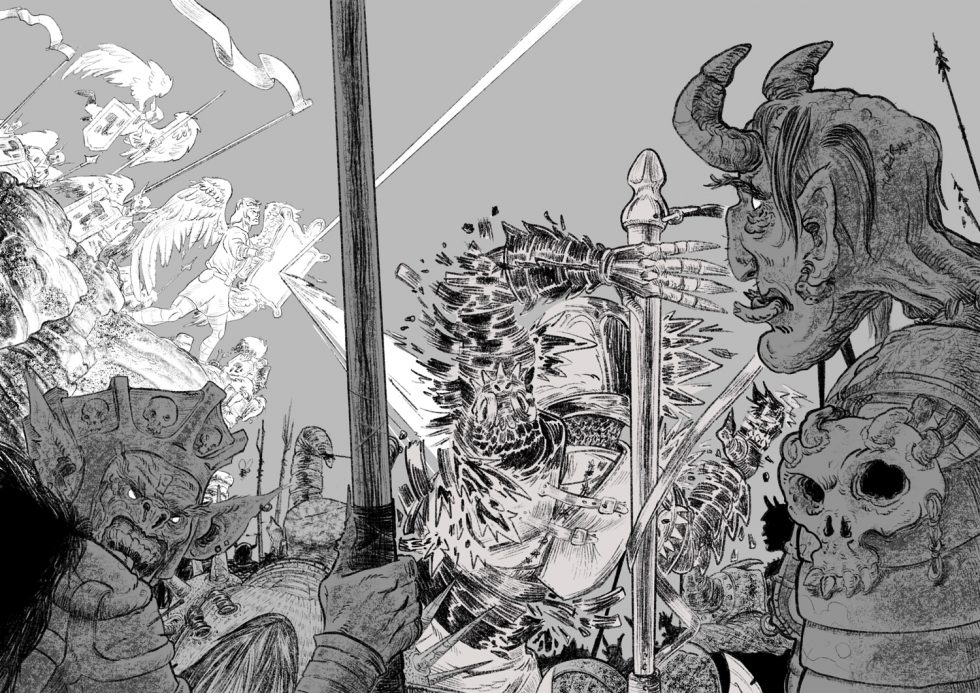 Étape de travail des contrastes et des plans sur l'illustration 