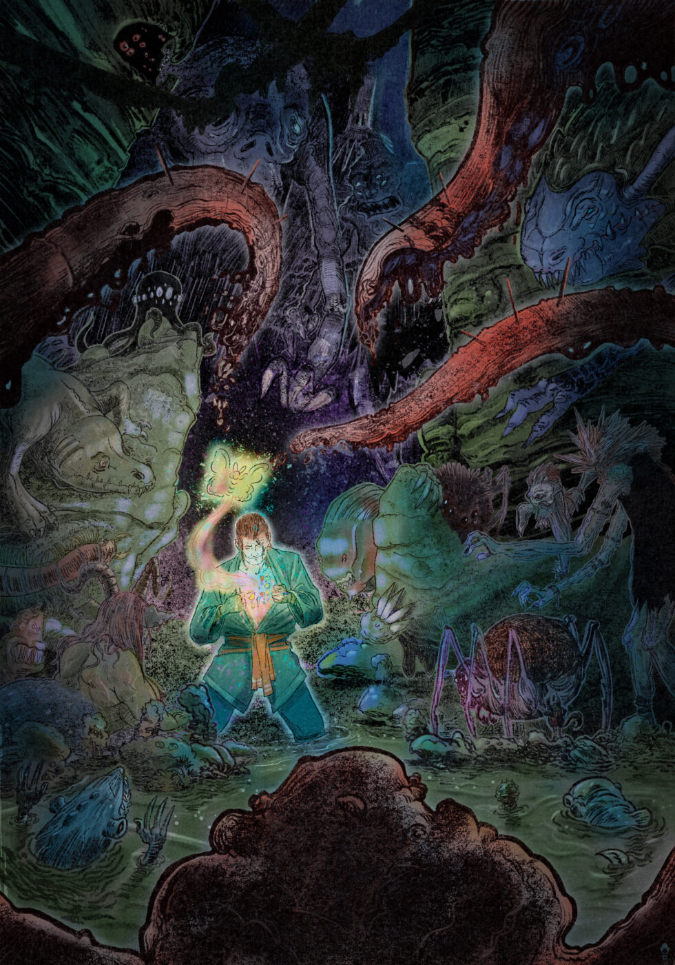 Univers graphique de Black Yeti : illustration mystérieuse intitulée La Fosse, dessin traditionnel au graphite